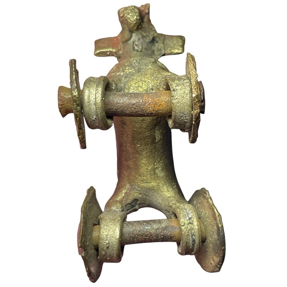 Antique Vintage India Shrine Temple Toy Brass Metal Elephant Rider Wheels Hindu - Picture 10 of 16